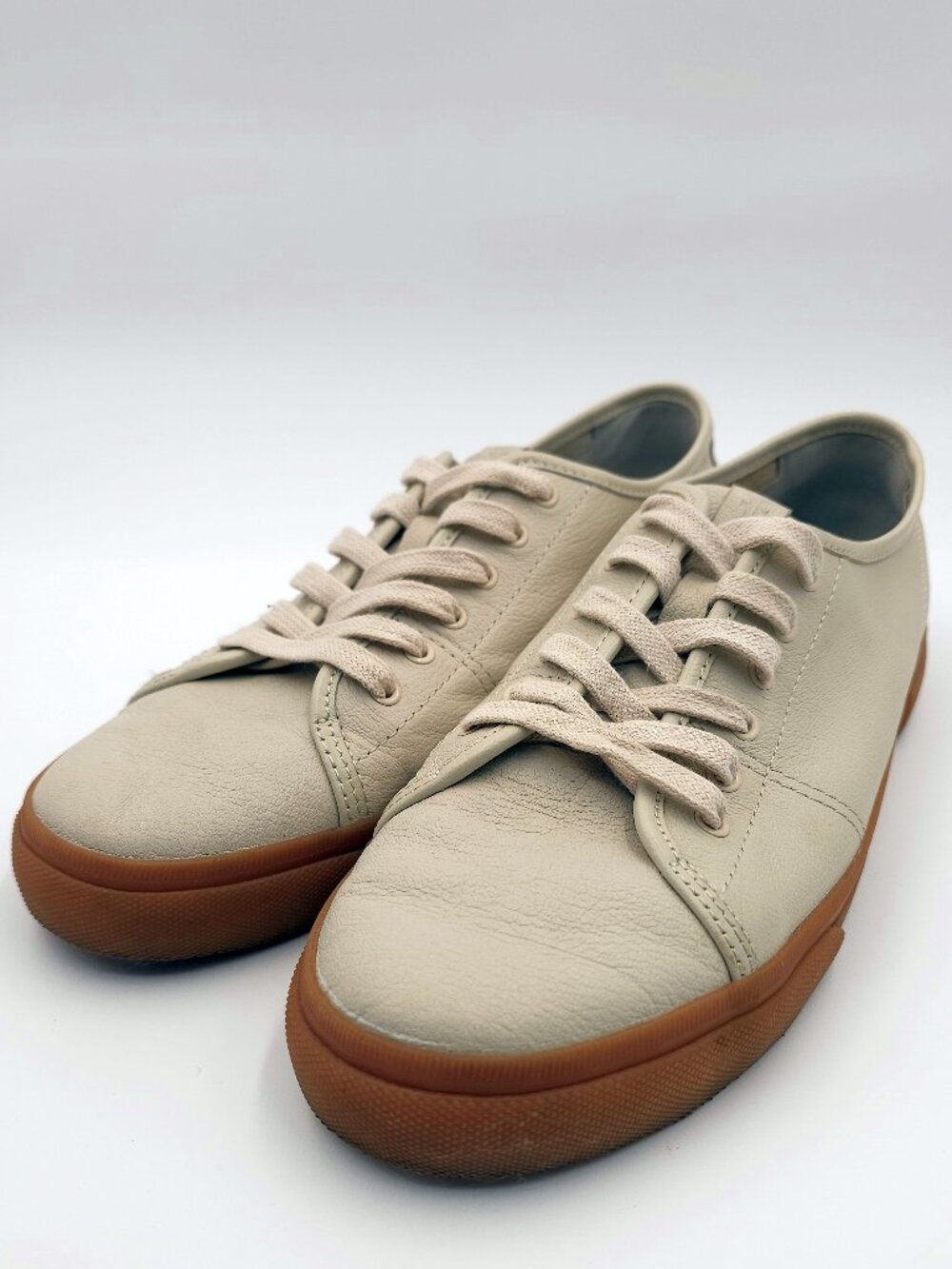 Frye Gia Low Lace Ivory Leather Gum Rubber Sole Sneakers Shoes Women's Size 10M